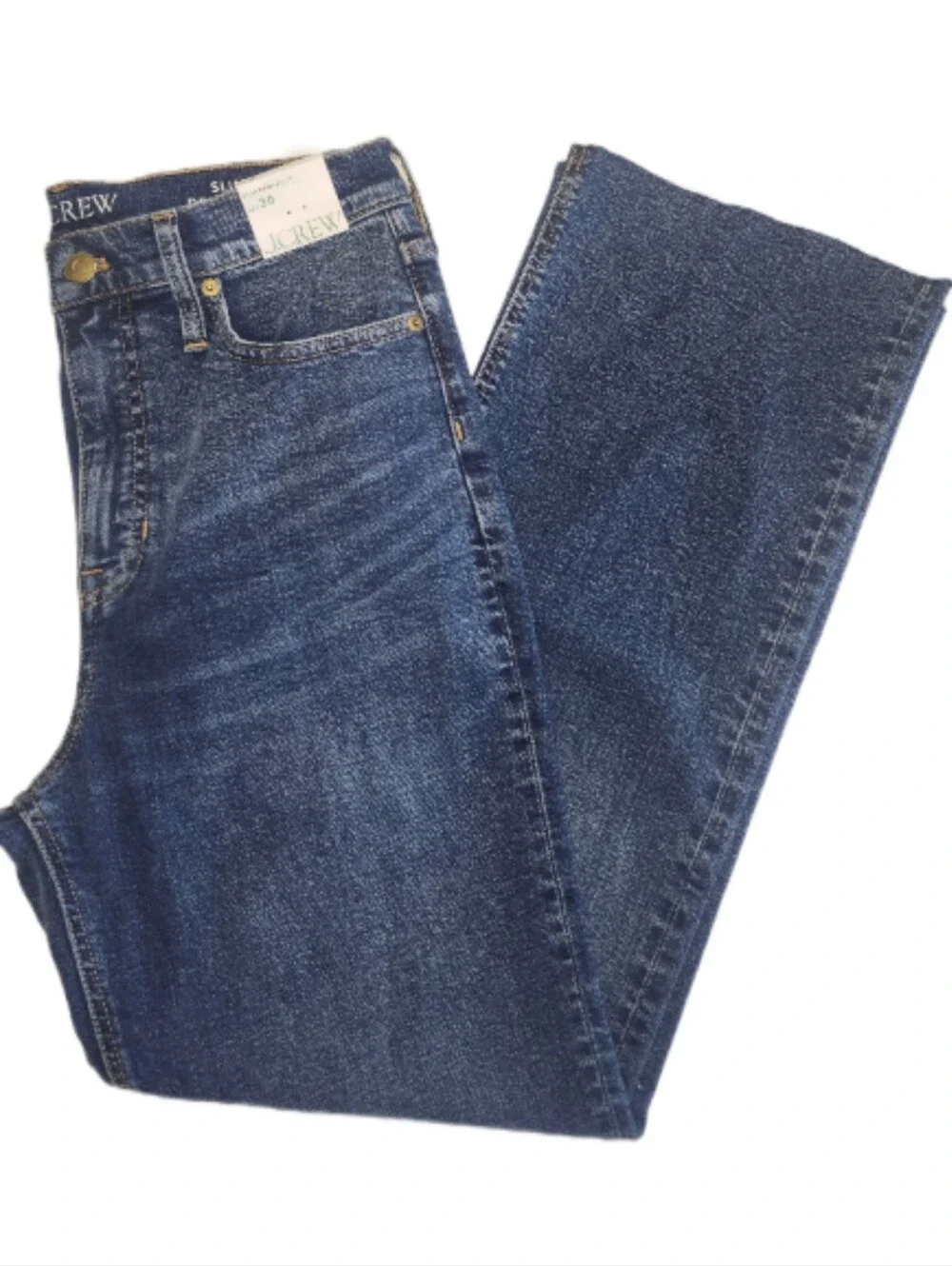 J. Crew NWT Slim Demi Boot, Medium Blue Wash, High Rise Denim Jeans, 30